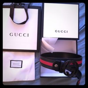 Gucci belt w/ box, cloth bag, paper bag
